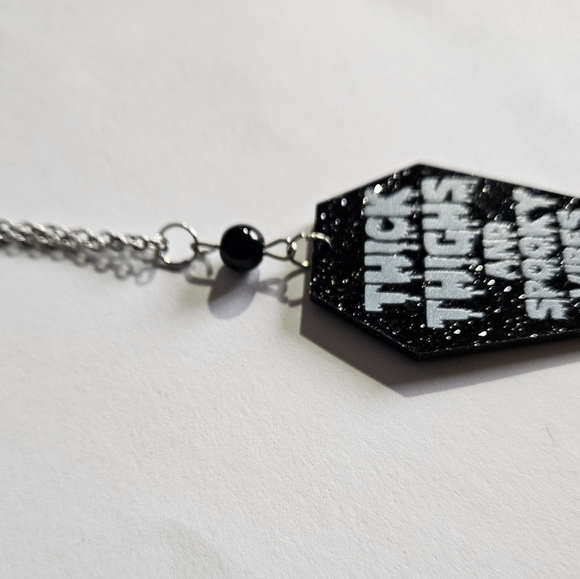 Thick thighs and spooky vibes coffin pendant necklace - Picture 4 of 6